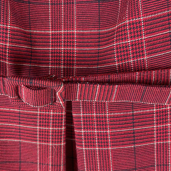 GO International Garnet Navy Cream Plaid Cowl Neck Exposed Zipper Belted Dress - Picture 4 of 9